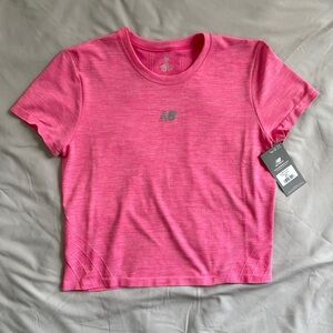 New Balance Women's Vibrant Pink Short Sleeve Crop Top